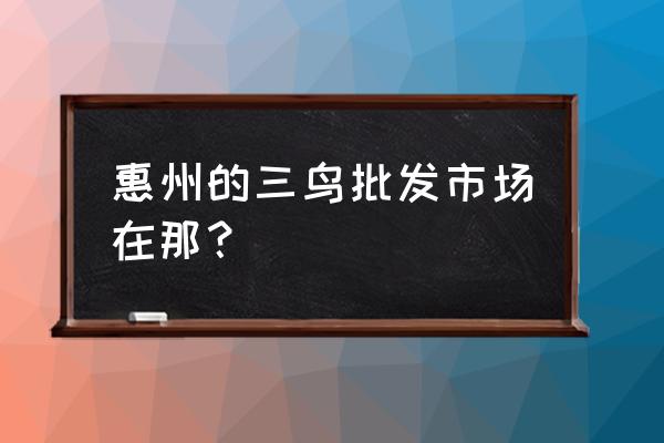 惠州那有鸡批发市场在哪里 惠州的三鸟批发市场在那？