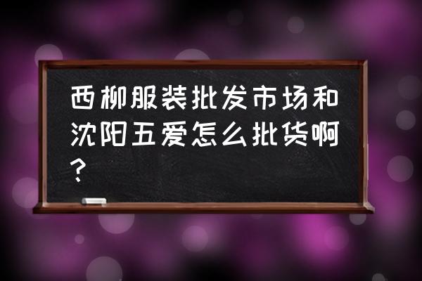 西柳服装批发市场如何拿货 西柳服装批发市场和沈阳五爱怎么批货啊？