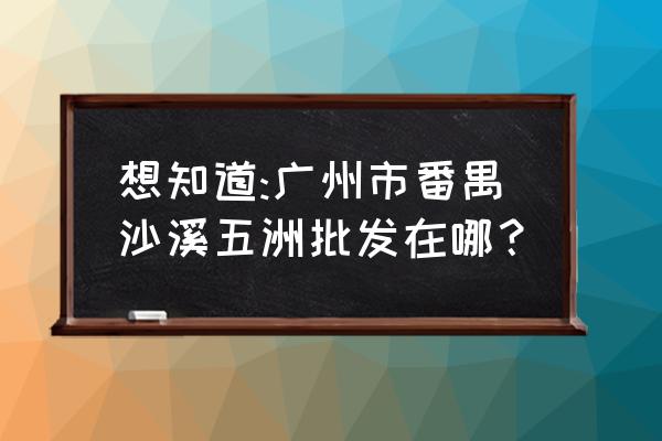 番禺那有童装批发市场在哪里 想知道:广州市番禺沙溪五洲批发在哪？