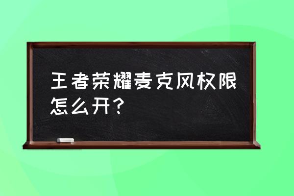 王者荣耀语音权限在哪开启 王者荣耀麦克风权限怎么开？