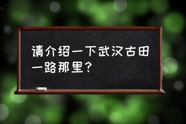 古田一路有农业银行吗 请介绍一下武汉古田一路那里？