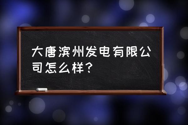 滨州北海经济开发区电厂怎么样 大唐滨州发电有限公司怎么样？