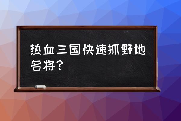 热血三国名将为什么俘虏不了 热血三国快速抓野地名将？