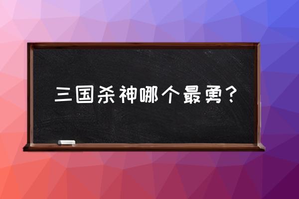 三国杀神关羽好不好 三国杀神哪个最勇？