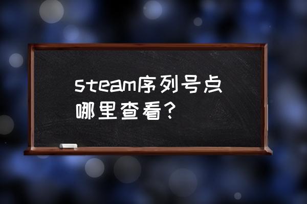 steam被盗序列号在哪 steam序列号点哪里查看？