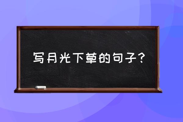 月光草在哪里获得 写月光下草的句子？