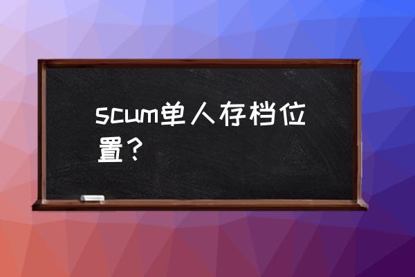 单机游戏的存档放哪里 scum单人存档位置？