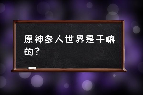 原神多人联机怎么进副本 原神多人世界是干嘛的？