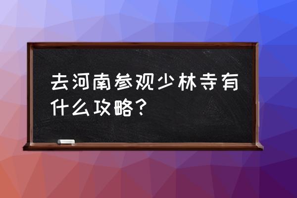 郑州旅游自助游攻略 去河南参观少林寺有什么攻略？