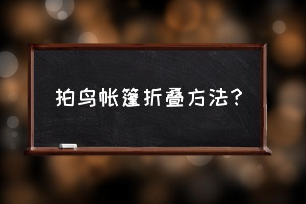 怎么折帐篷船 拍鸟帐篷折叠方法？